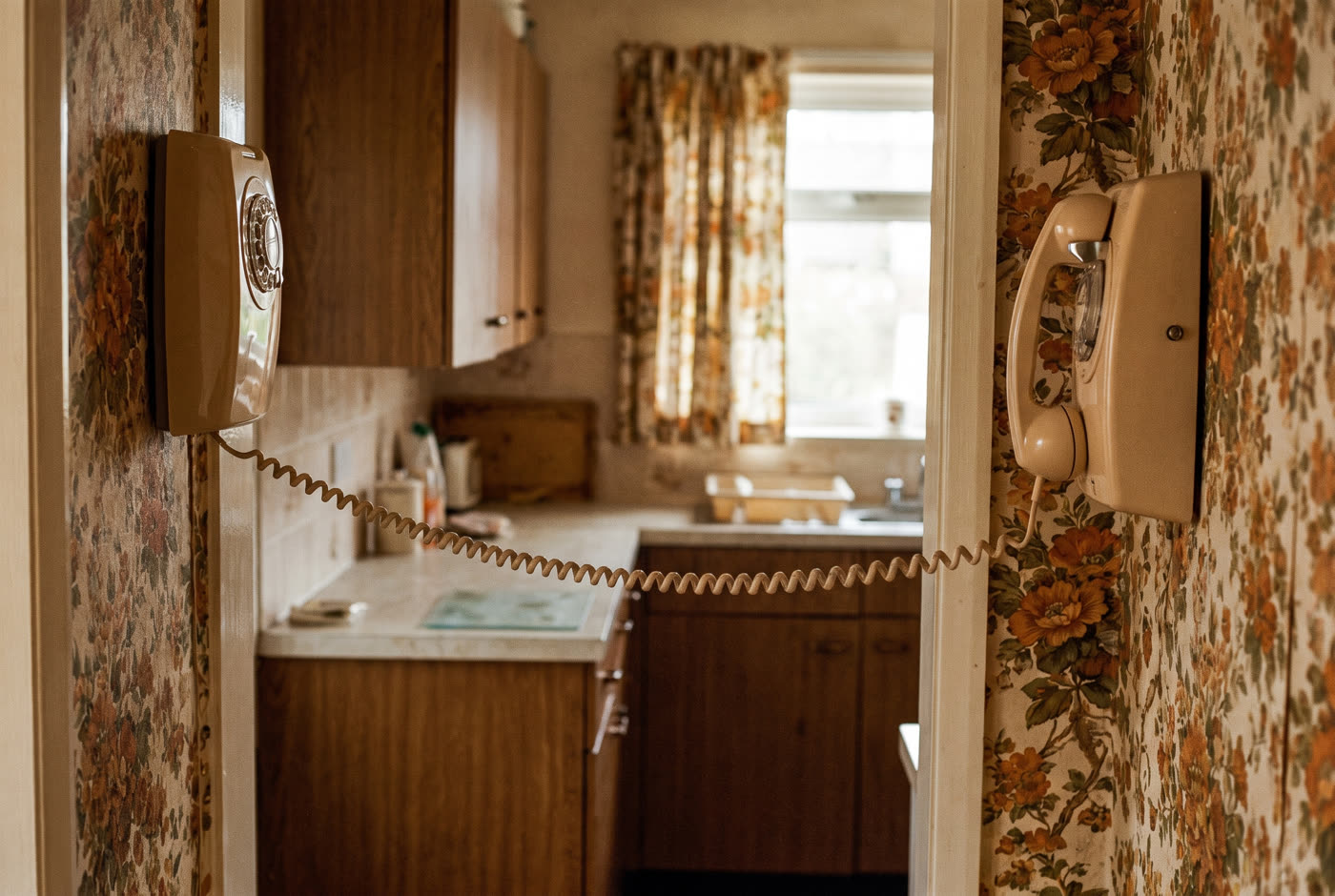 The phone was attached to the wall — and so were you