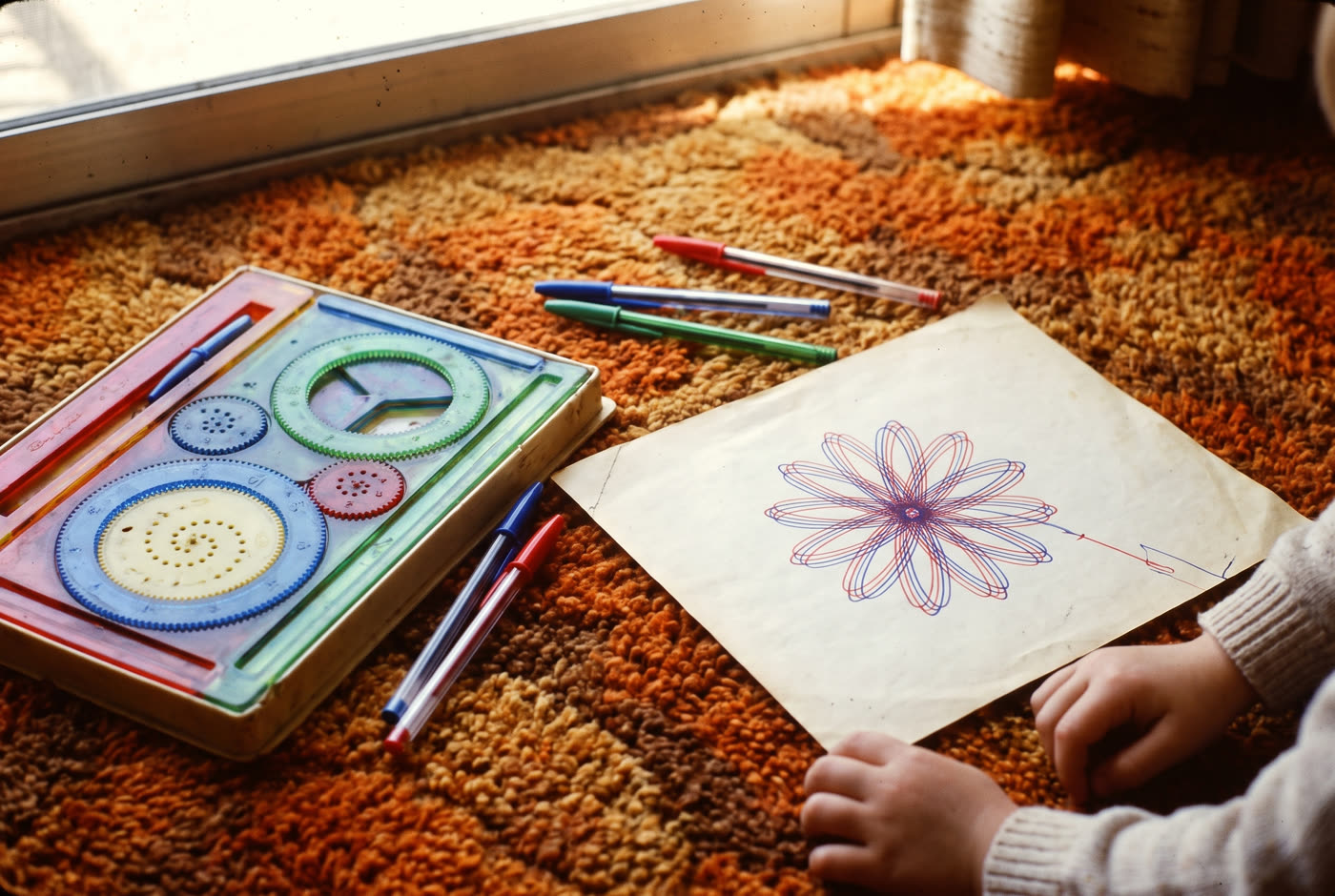 Trying to draw a perfect circle with a Spirograph and losing your entire mind