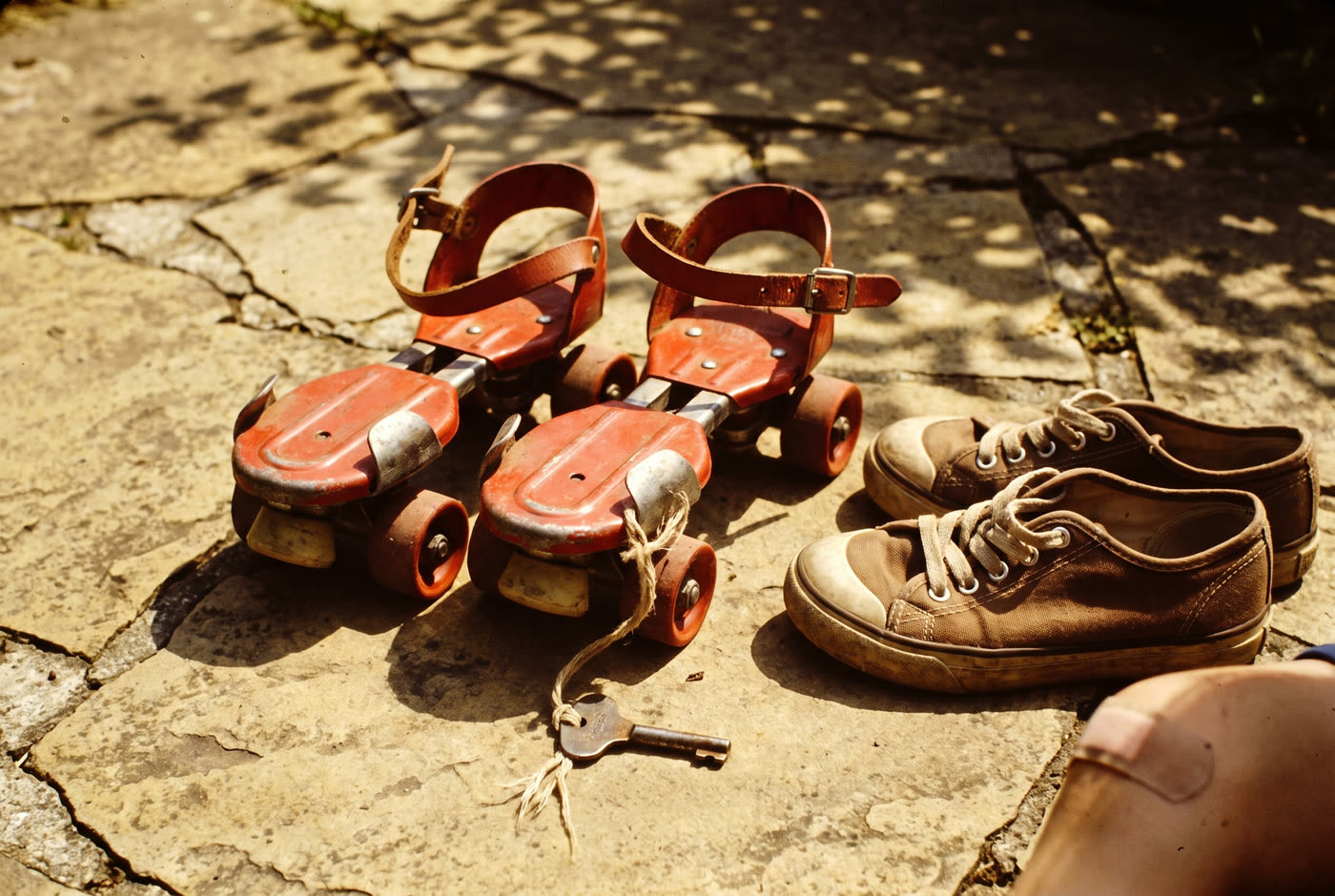 Roller skates with a KEY, and the knees to prove it